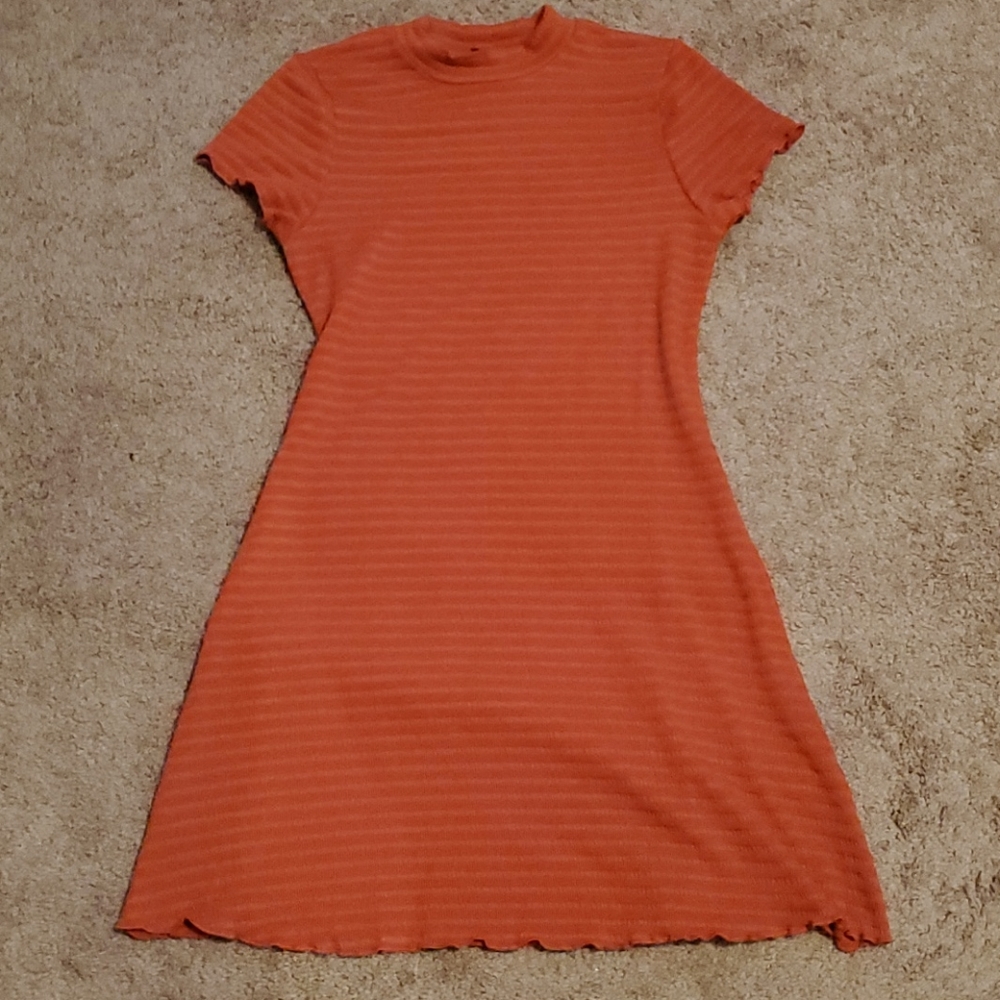 Derek Heart Lettuce Trim Orange Dress